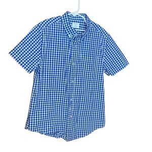 Crewcuts Boys Blue & White Gingham Button Down Short Sleeve Top 12B #779